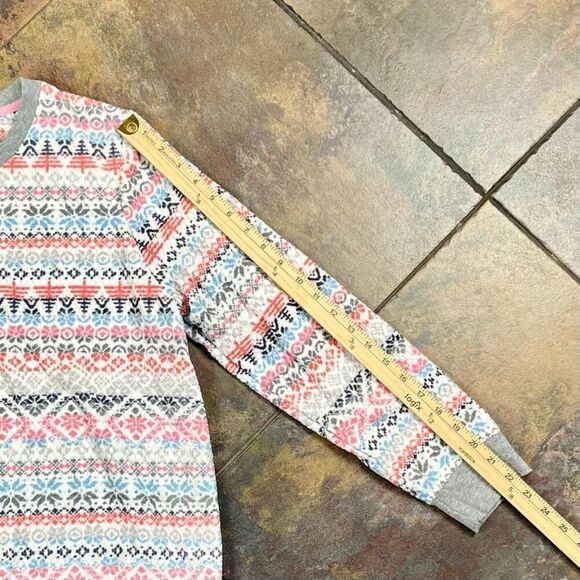 Cuddl Duds Honeycomb Fleece Pajama Top & Pajama Joggers Set Cream Fairisle PXL - Picture 3 of 12